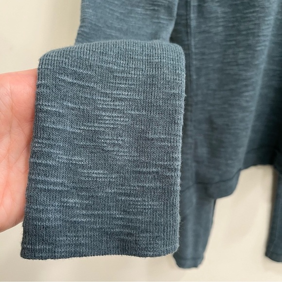 We The Free Muted Blue Split Back Turtleneck Long Sleeve Textured Top Size Small - Picture 9 of 12